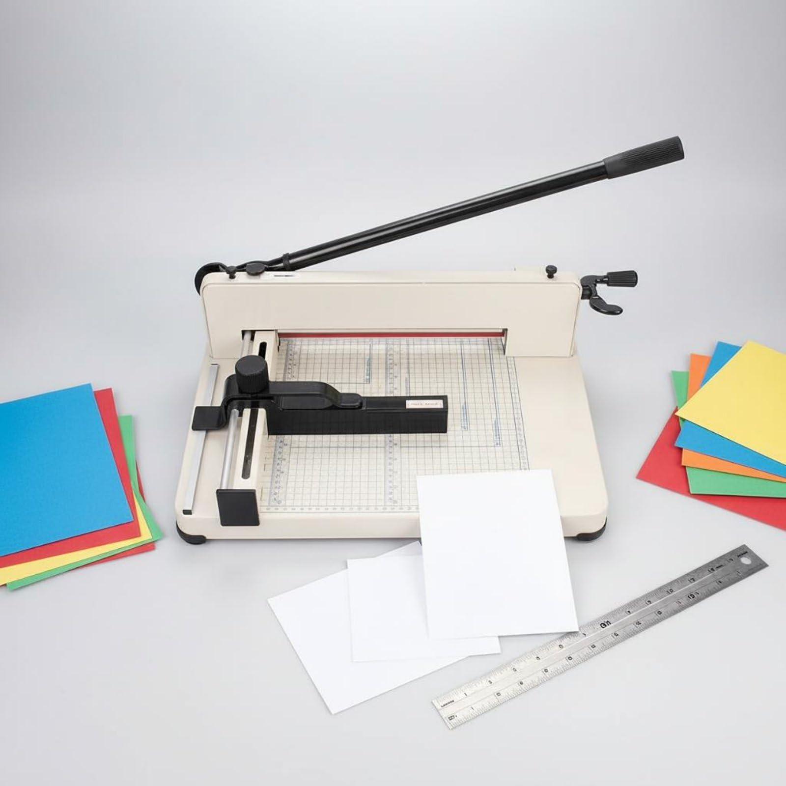 Colcolo Guillotina de Papel Profesional Cortadora Recortadora Cizalla Trimmer con Ajuste Lateral Milimétrico y Cuadrícula con Mango Bloqueable Adecuada para