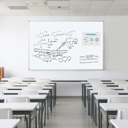 Vista 5 de Maxtek Pizarra Blanca de Borrado en Seco 72 x 48, Pizarra Blanca Magnética de Borrado en Seco para Pared 6' x 4' Montada en Pared Marco de Aluminio