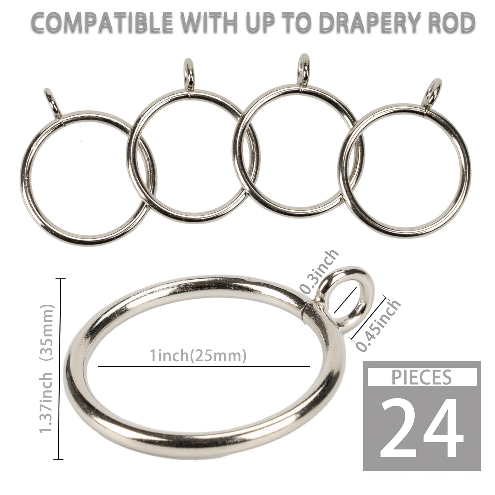 Curtain Rings with Eyelet for Curtain Rods 25mm Inner Diameter Metal Drapery Eyelet Curtain Rings 24 Pcs Silver TXZWJZ, CLJ-25MM - Image 2