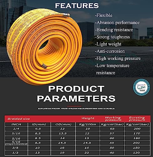 Image of DVI 8.5MM 5 Layer Heavy Duty High pressure hose pipe for bike, car wash, gases, pesticides spray, water delivery, household cleaning