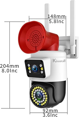 Miniatura 8 de Cámara de seguridad para exteriores de doble lente de 4MP con visión nocturna y reflector, seguimiento de movimiento de panorámicainclinación de