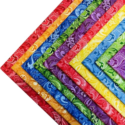 Image of 8 inchx8 inch 50pcs Cotton Fabric Squares for Sewing Quilting Supplies- Paisley | Good quality fat quarters fabric bundles 100% cotton beautiful patterns fabric squares perfect for quilting projects