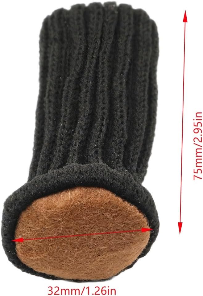 Dining Table and Chair Leg Covers Double Layer Thickened Knit Silent Non Slip and Wear Resistant Furniture Leg Pads 32mm Diameter 75mm Height for Chair Leg Replacement Black