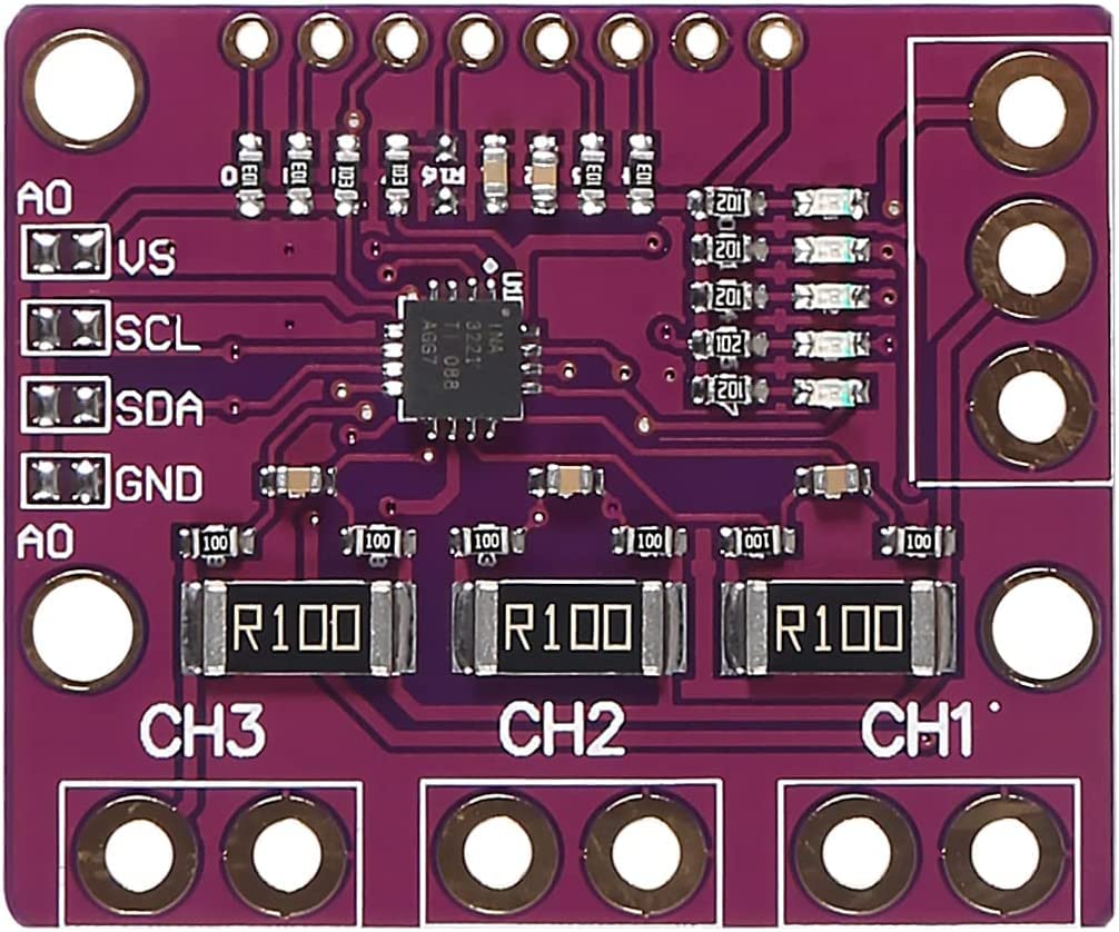 3PCS INA3221 Triple-Channel Shunt Current Voltage Monitor Sensor Power Monitoring Control Module Low Side/High Side I2C Output Replace INA219 For Arduino - View #10