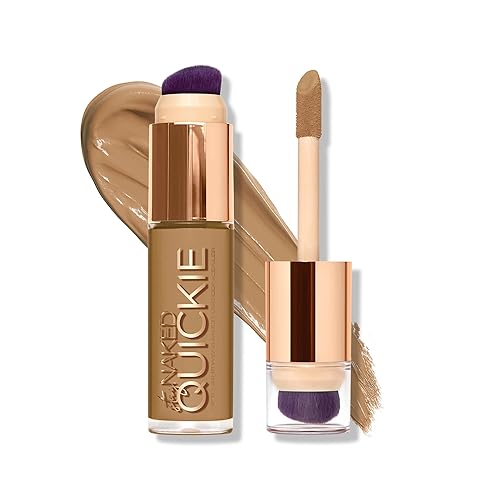 Vista 8 de Urban Decay Quickie Corrector impermeable de cobertura completa 24 horas, acabado mate natural, vitamina E hidratante, cepillo de pulido de doble