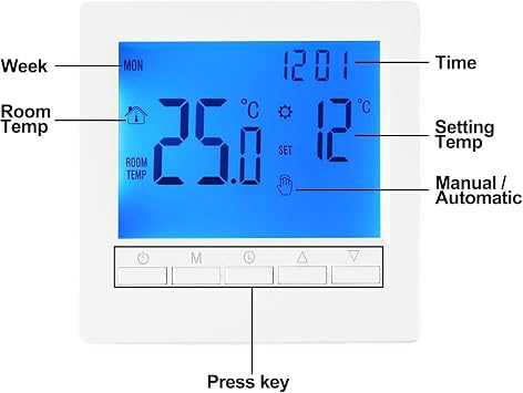 Smart Thermostat, LCD Digital Thermostat, Liquid Digital Thermostat, Battery Smart Room Temperature Controller, Room Heating Wall Mounted Heating System