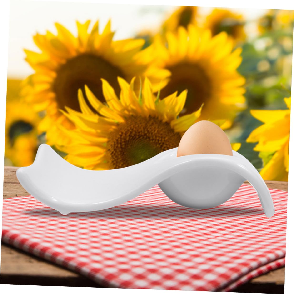 Coquetiers en Céramique Forme Vague Blanc Léger, Support à Œufs 6 Pièces, Porte-œufs Pratiques pour Petit-déjeuner et Présentation, Plateau de Service Maison