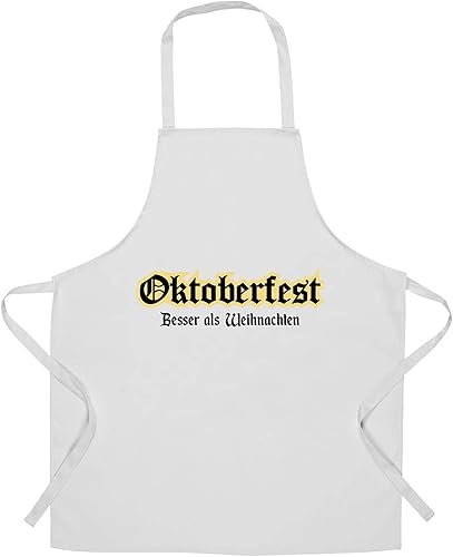 Delantal de chef alemán Oktoberfest It's Better Than Christmas Apreciation Slogan Blanco Talla única