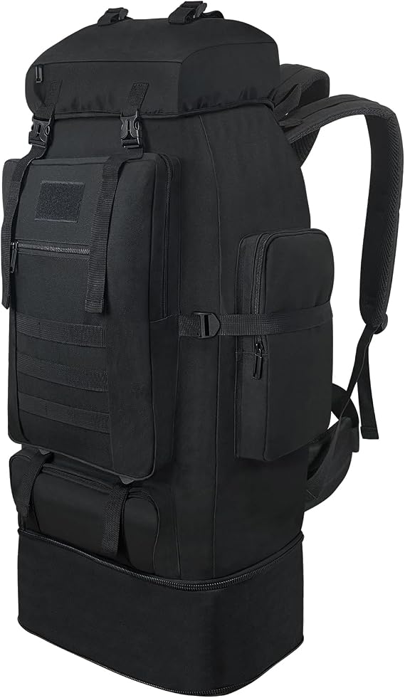 Hiking Backpack, 100L Large Camping Backpack, Expandable Waterproof MOLLE Rucksack, Outdoor Sport Travel Daypack Military Tactical Back pack for Men Women (Black)