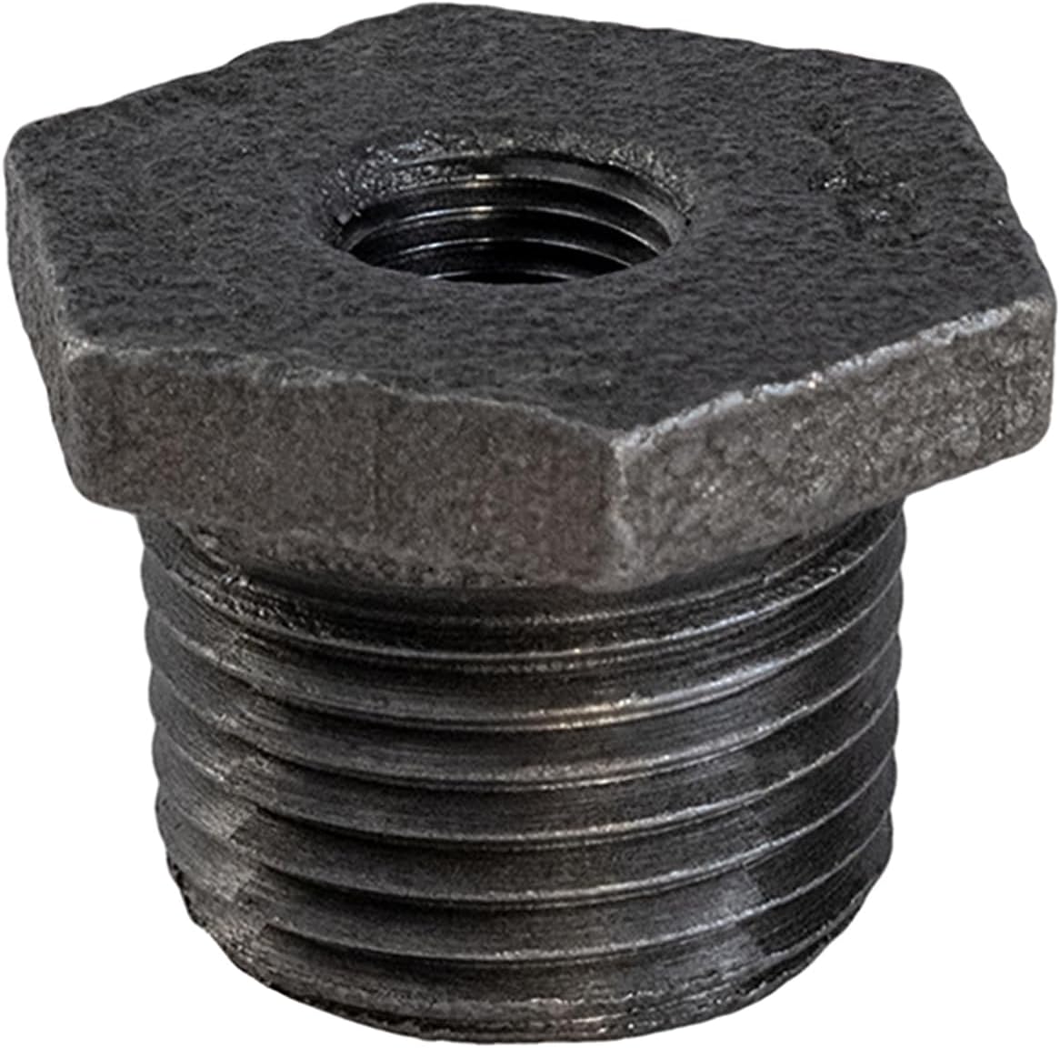 CNCV3347 1-1/2 x 1 Black Malleable Iron Bushing Fitting with Hexagonal Head, 1-1/2 in. x 1