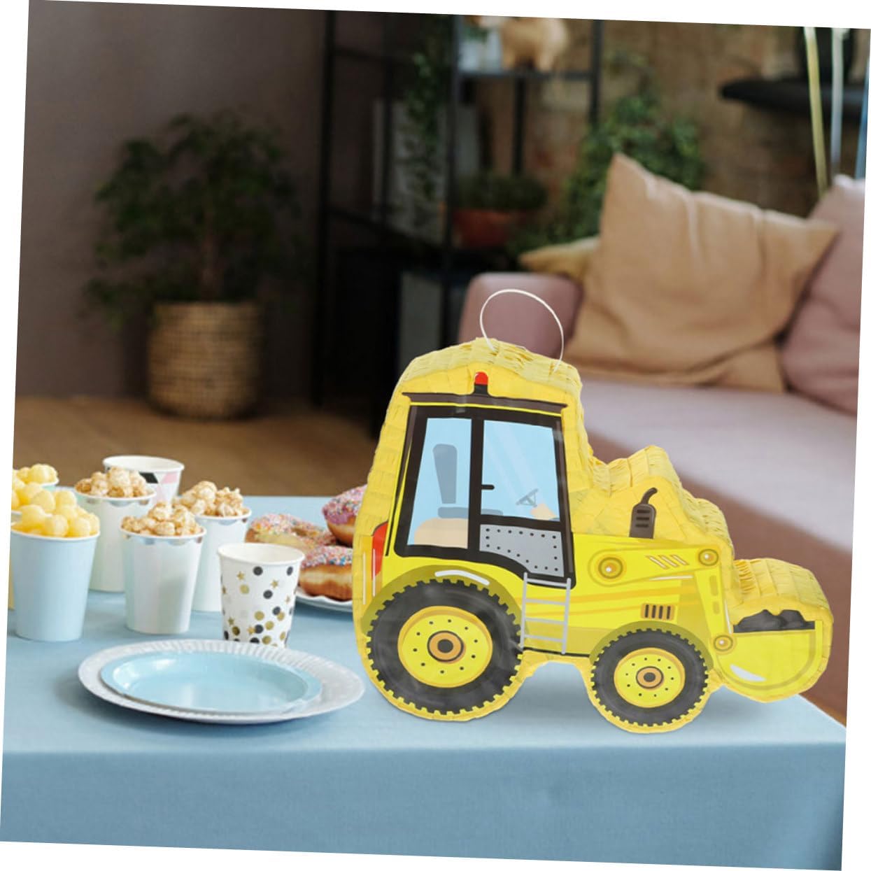 Paper Pinata Excavator Car Birthday Party Toy Decorative Party Fill with Candy Unique Favor Blindfold Stick