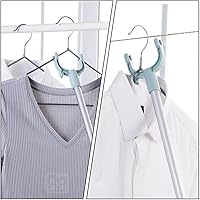 Vista 6 de LIFKOME Poste de ropa retráctil telescópico de largo alcance de 60 a 40.2 in, poste de tendedero ajustable con gancho, tenedor de secado de ropa