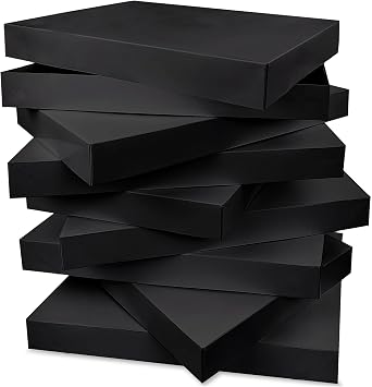 MUMULULU 8 PCS Black Gift Boxes with Lids Sizes 11 x 7.48 for Birthdays Graduations Christmas Weddings Baby Showers