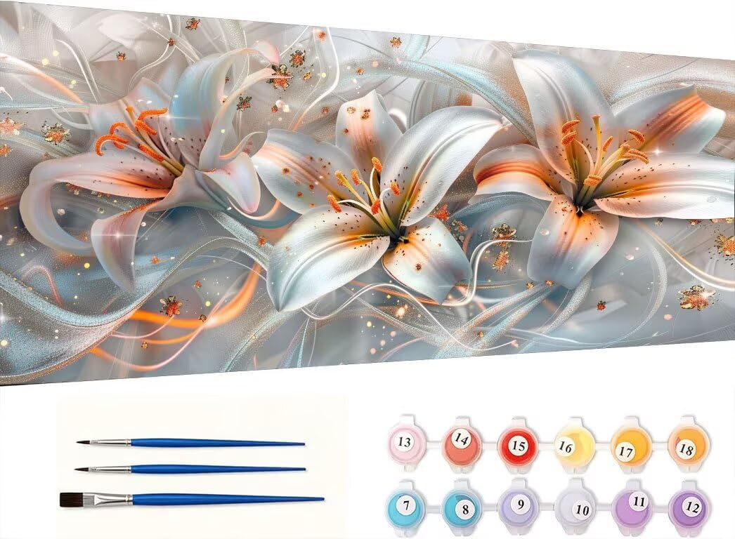 Pintar por Numeros Adultos, Lirio Blanco, 70x90cm 7JGWX-6