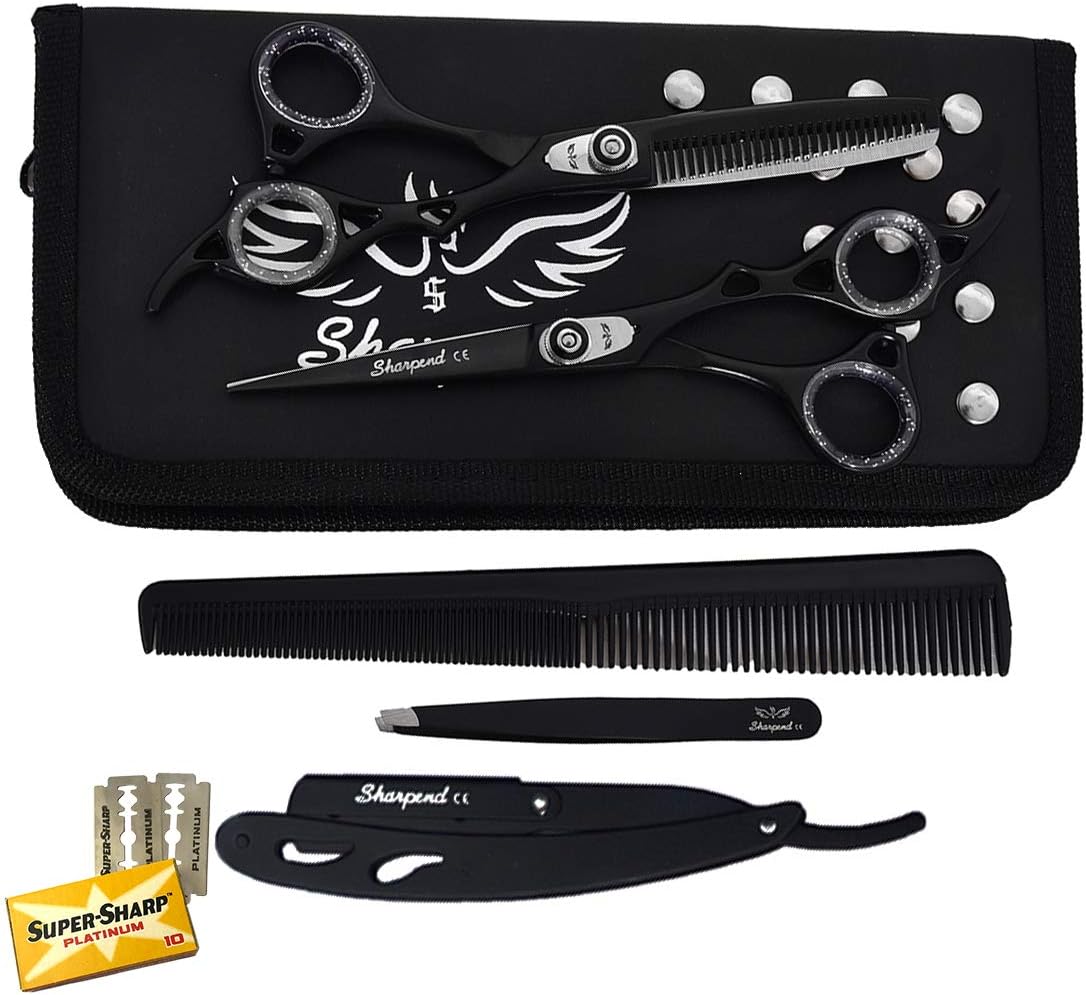 Professional Haircutting Scissors Kit – 6.5 inch Razor Edge Barber Scissor, Japanese Haircutting Scissors and Thinning Shears for Men, Women & Kids, Salon and Home Hair Cutting Set