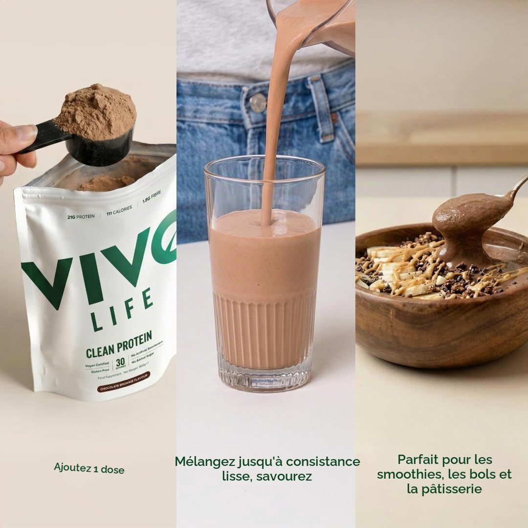 Vivo Life Vegan Protein Powder - 21 grammes de protéines végétales par portion, 30 portions (900g) - Avec du sel de l'Himalaya du Punjab Pakistan (sans saveur)