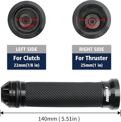 Miniatura 4 de NIBBI Empuñaduras de mano para motocicleta, manubrio de aluminio CNC de carreras y goma suave, empuñaduras de mango de 78 pulgadas para ATV GY6