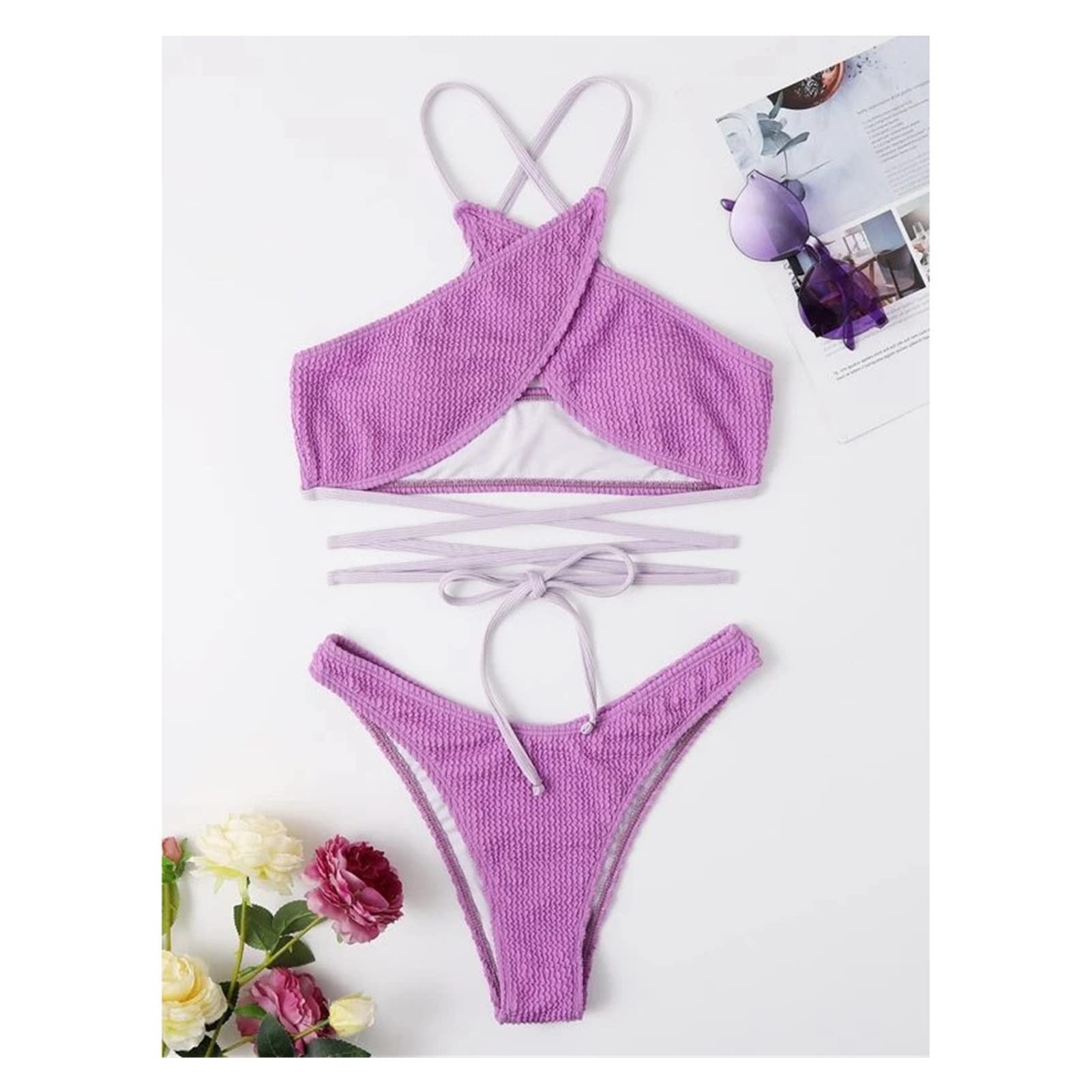 Fwj 競技用ビキニ(used)パープル 競技用 コンテスト用ビキニ フィットネスビキニ FWJ - メルカリ