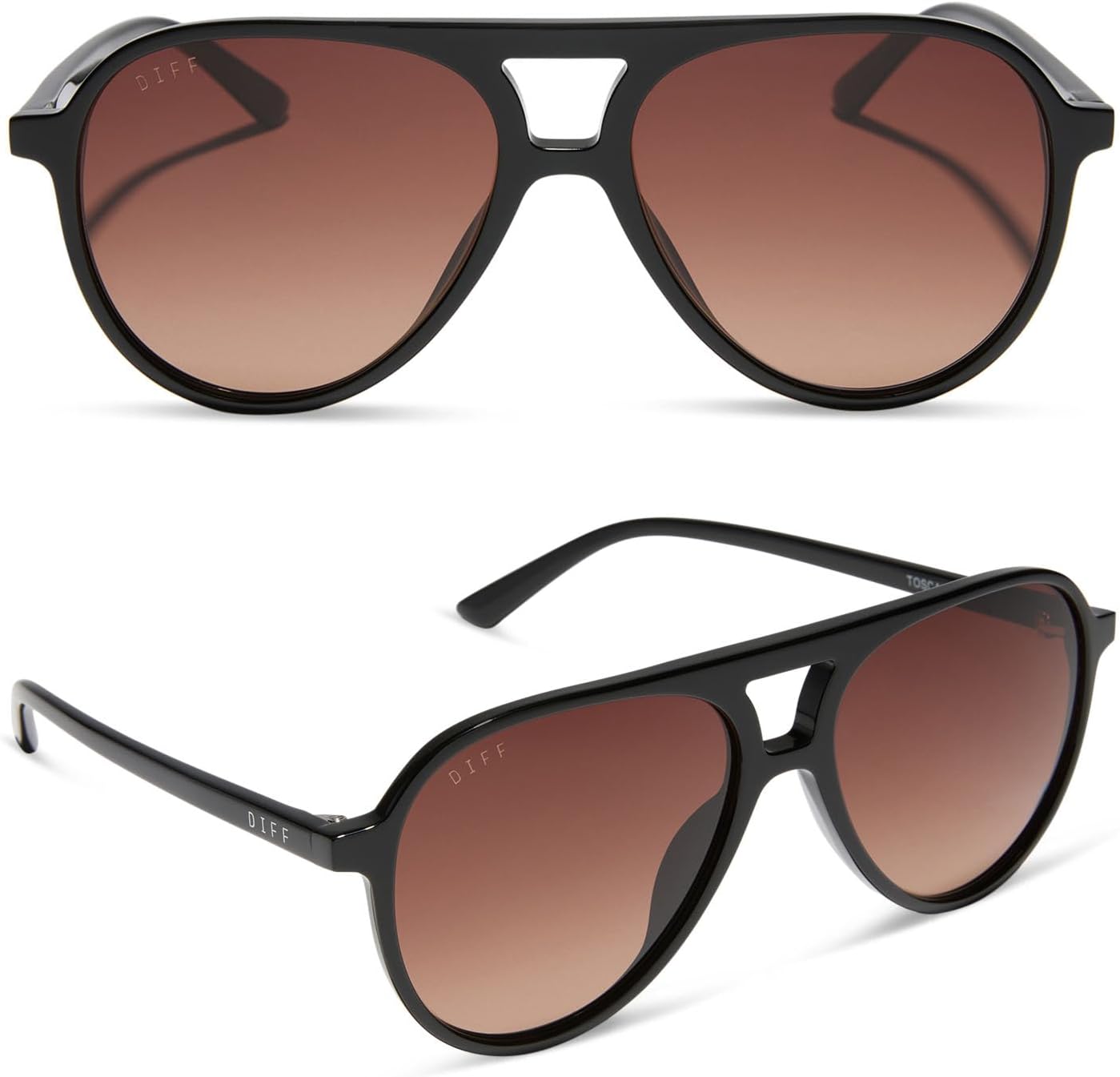 DIFF Tosca II Oversized Aviator Sunglasses for Women | Black + Brown Gradient | 100% UV Protection