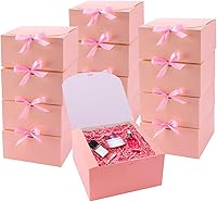 Vista 11 de WLUSEAXI Paquete de 12 cajas de regalo con tapas, cajas de regalo marrones a granel con cinta de lazo marrón, caja de propuesta de dama de honor