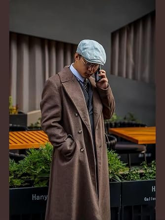 Mens Trench Coat Full Length Double Breasted Long Jacket Smart Formal Casual Peacoat Warm Overcoat