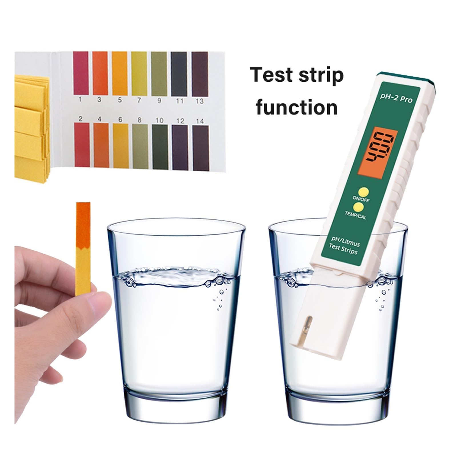 PH-2 Pro Cyfrowe Laboratorium Miernik PH Długopis Testowy Woda 0.01 Test .00-16.00 Paski Lakmusowe Podświetlenie Akwarium Pomiar Hydroponiczny
