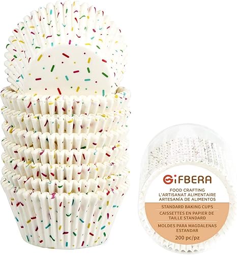 Forros de magdalena blancos de Gifbera - Tazas de hornear estándar de papel sin olor resistentes a la grasa, paquete de 200