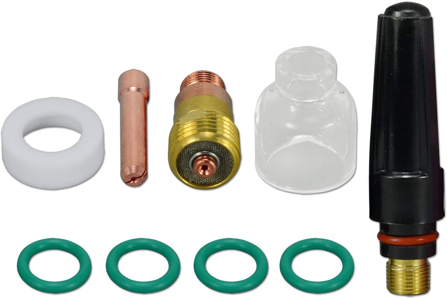 TIG Stubby Gas Lens Collet Insulated Cup #4#5#6#7#8#10#12 Assorted Size Kit WP 17 18 26 TIG Welding Torch (Pyrex Cup (#5 5/16") 9pcs) - - 