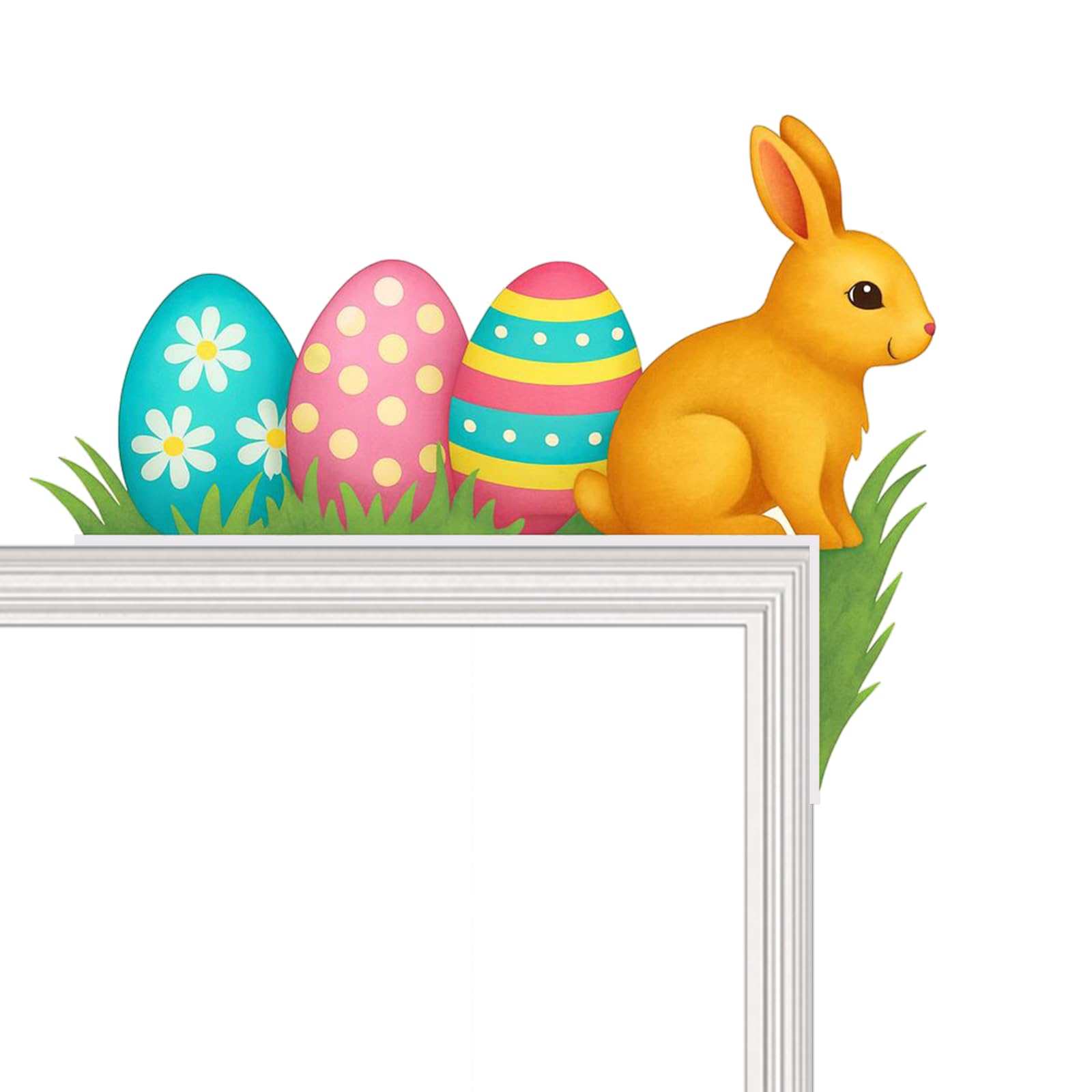 PIujsym Osterdeko Holz Türrahmen Deko - Osterdekoration Hase & Ostereier Bunt - Lustige Ostern Deko für Tür & Fenster - Holzdeko Türrahmenaufleger Ecke - Deko Ostern Innen