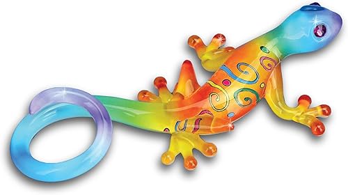Glass Baron Kona Gecko - Figura de cristal, soplada a mano y esculpida con vidrio aerógrafo y cristales austriacos, adorno coleccionable para