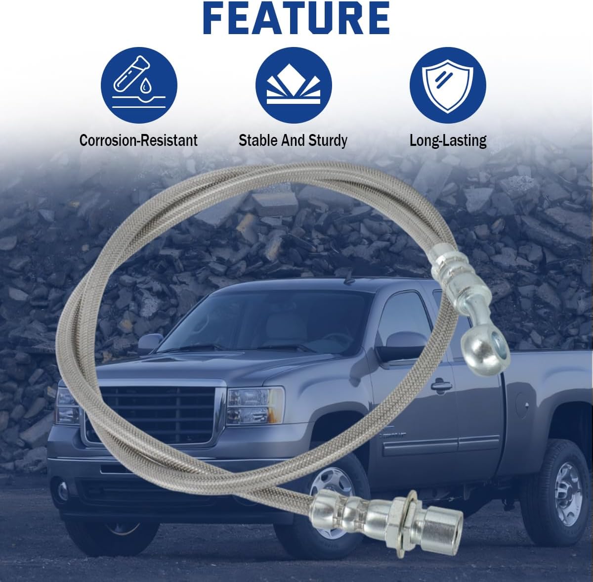 AUTOVIC Extended Brake Lines Stainless Steel for 1999-2007 Chevy Silverado GMC Sierra 1500 2WD (2007 models MUST be Classic Body Style)