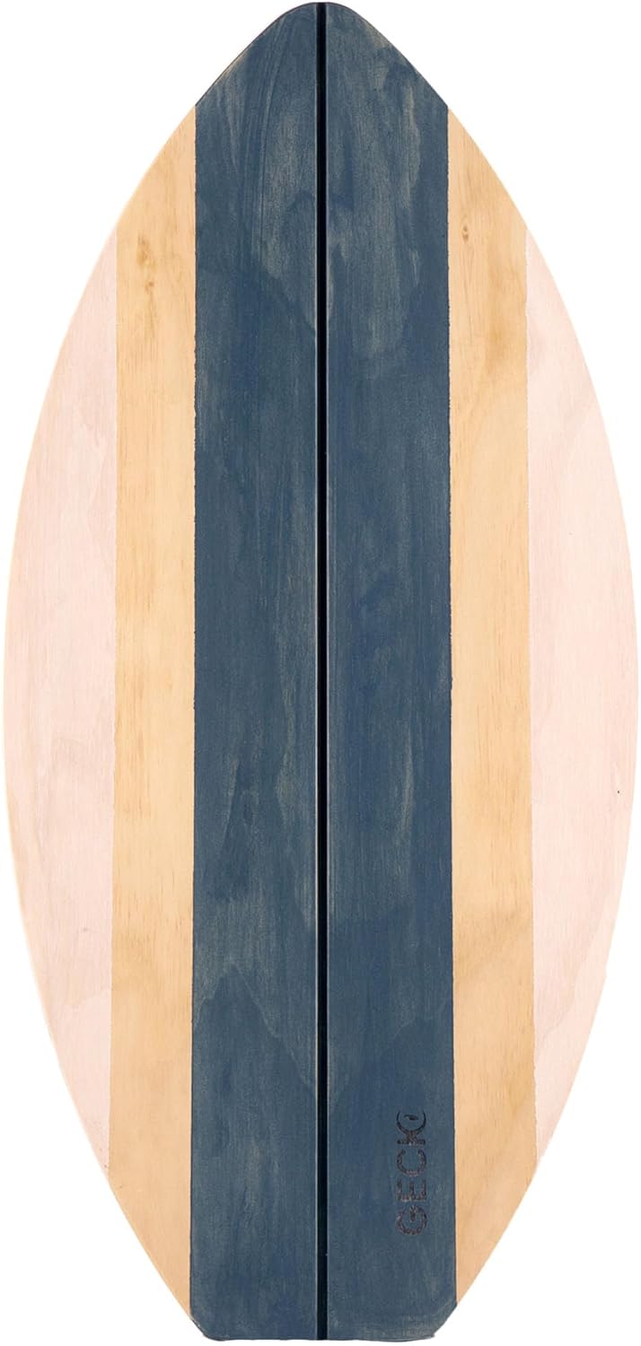 Gecko Short Handcrafted Wood Balance Board - Treated with natural Oils (Blue and White)
