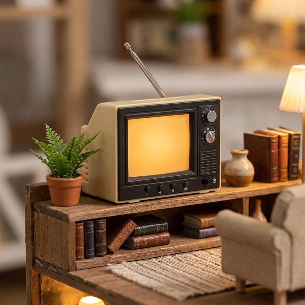 Retro-Cartoon-TV-Player mit 8 GB Speicher und wiederaufladbarem USB-Design für Puppenhaus-Dekor, Sammlerstück oder Schreibtischunterhaltung in Rot, Gelb oder Grün (rot)