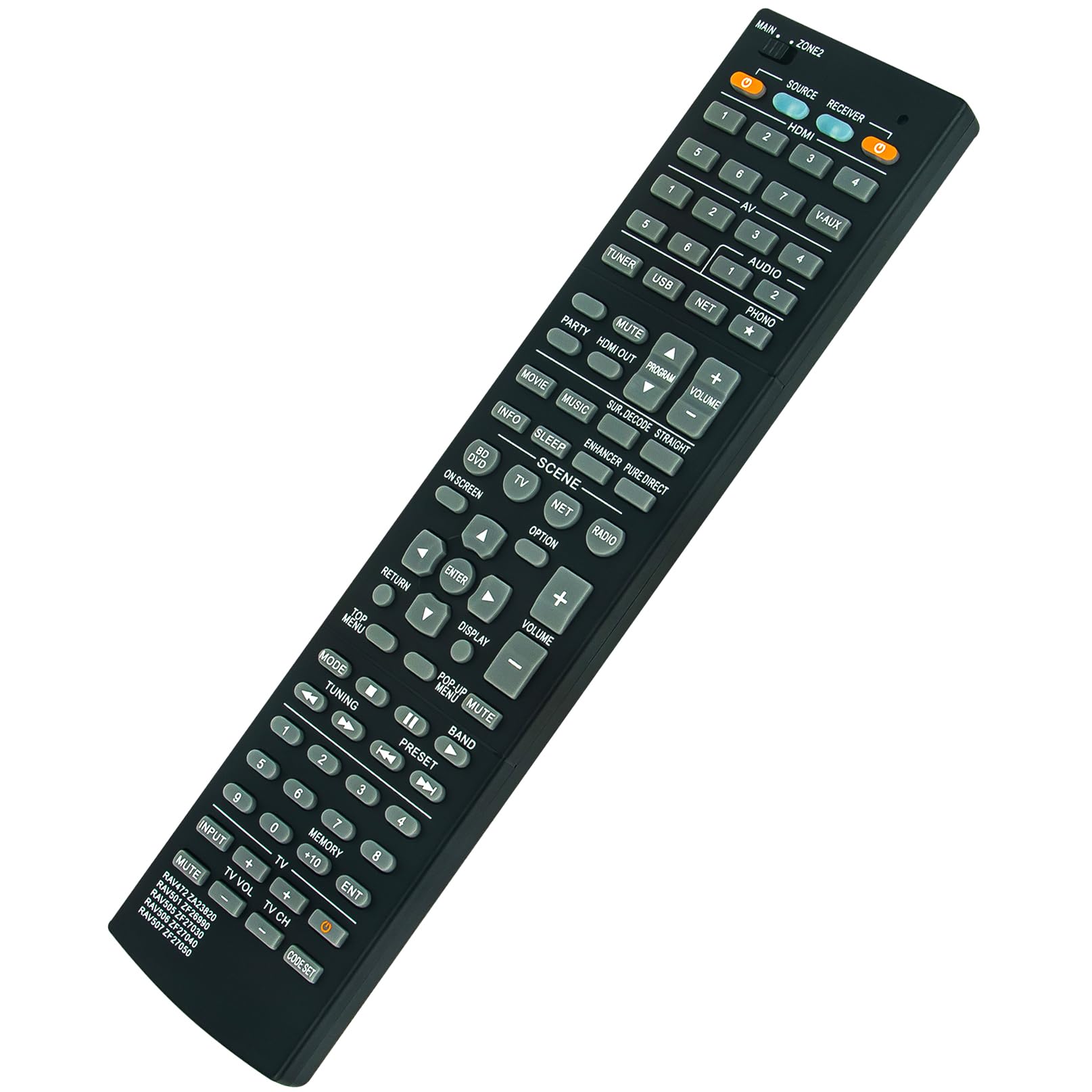 RAV501 ZF26990 Replacement Remote Control Commander Compatible with Yamaha A/V Receiver HTR-6066 RX-V675BL RX-A730BL TSR-6750 RX-V675 RX-A730