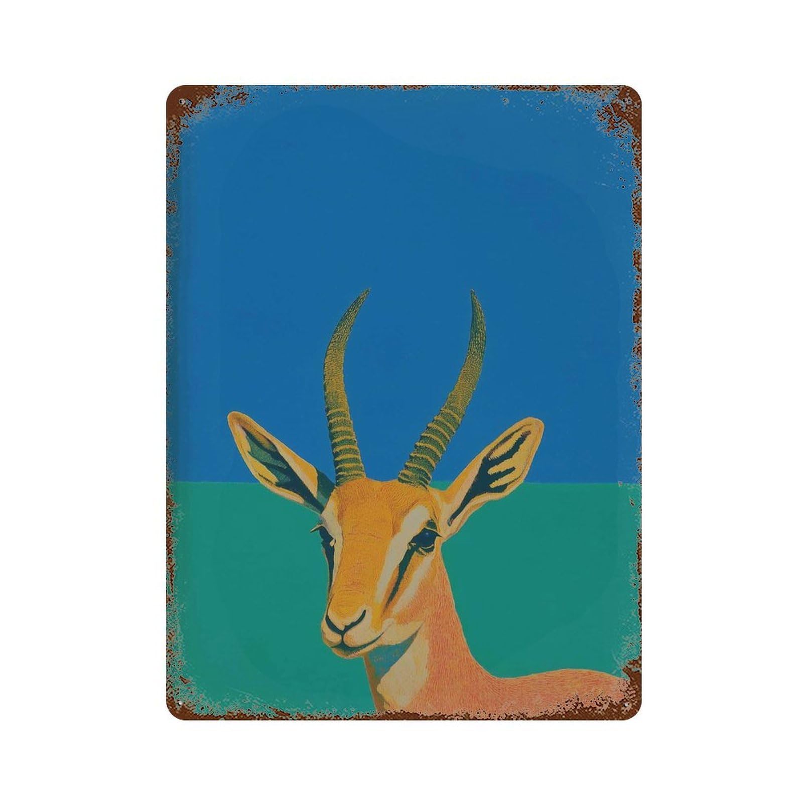 xiaoxiaoshen Modern Antelope – Bold African Wildlife in Pop Style Safari Animal Home Or Offic Wall Decor Art Metal Tin Poster Modern Home Decor Art Home Bar Shop Decorations Vintage Sign 40x30cm