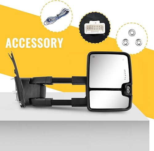 Miniatura 9 de Espejos de remolque para Toyota Tundra 2007-2021, espejo de remolque para Toyota Sequoia 2008-2017, señal de giro de flecha calentada de vidrio