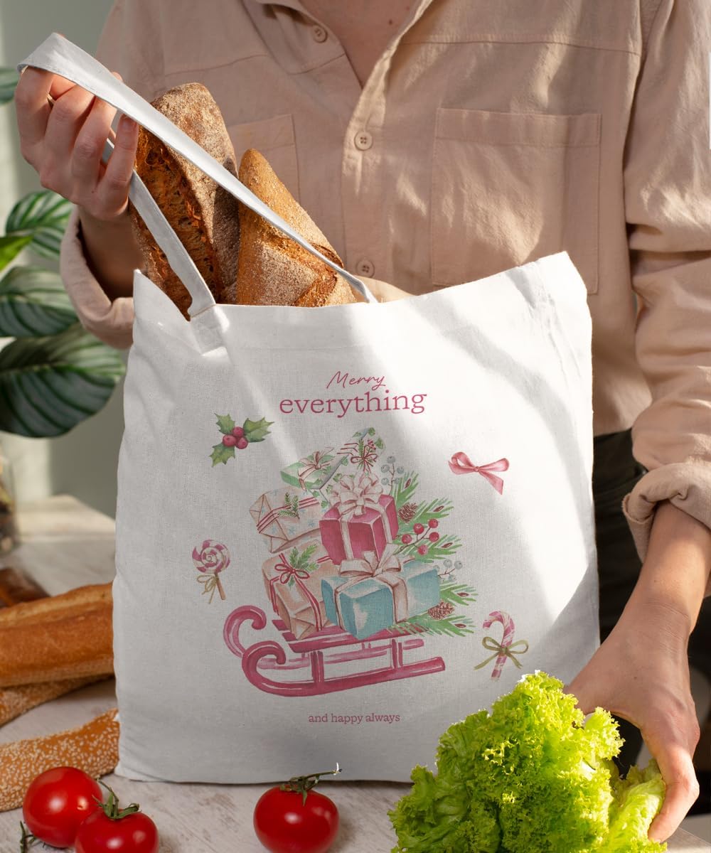 Christmas Canvas Tote Bags for Women, Reusable Shopping Bags - Image 6