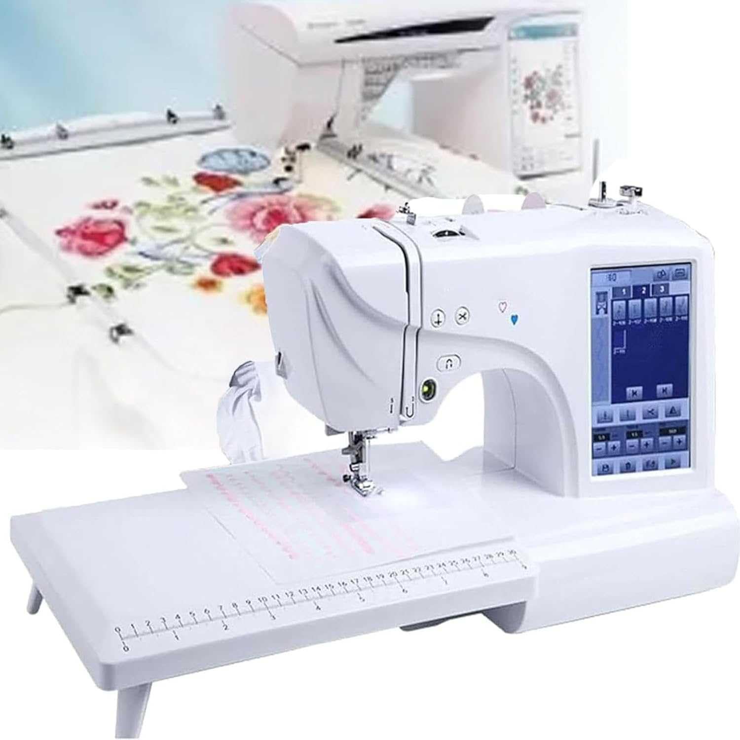 Macchina da cucire da ricamo con 158 disegni integrati, macchina elettrica portatile per decorazione domestica, abbigliamento, artigianato, 210 lettere integrate, 30 bordi con motivi