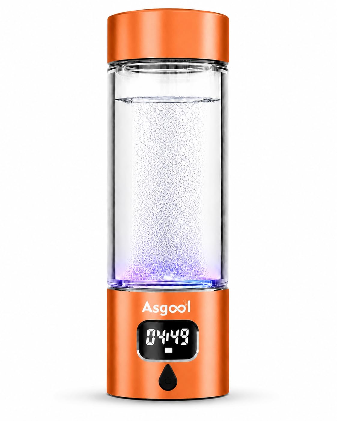 Hydrogen Water Bottle Generator, 8000 PPB, Glass &amp; Aluminum(Orange)