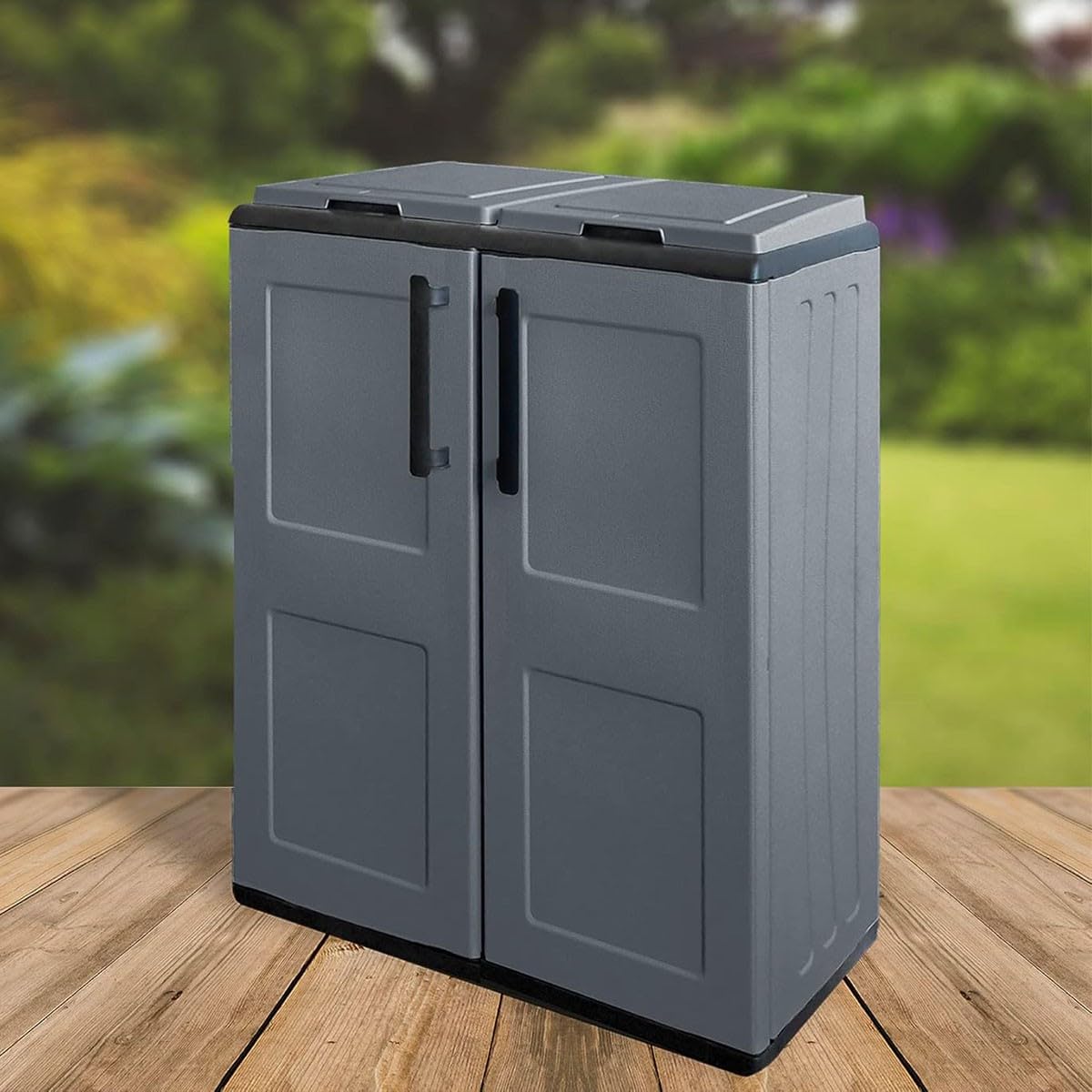 INTEC - Poubelles de tri Selectif 2 Sacs Meuble mi- Hauteur Dim 68 x 37 x 84cm 2 Anneaux de Support de Sac 2 Portes