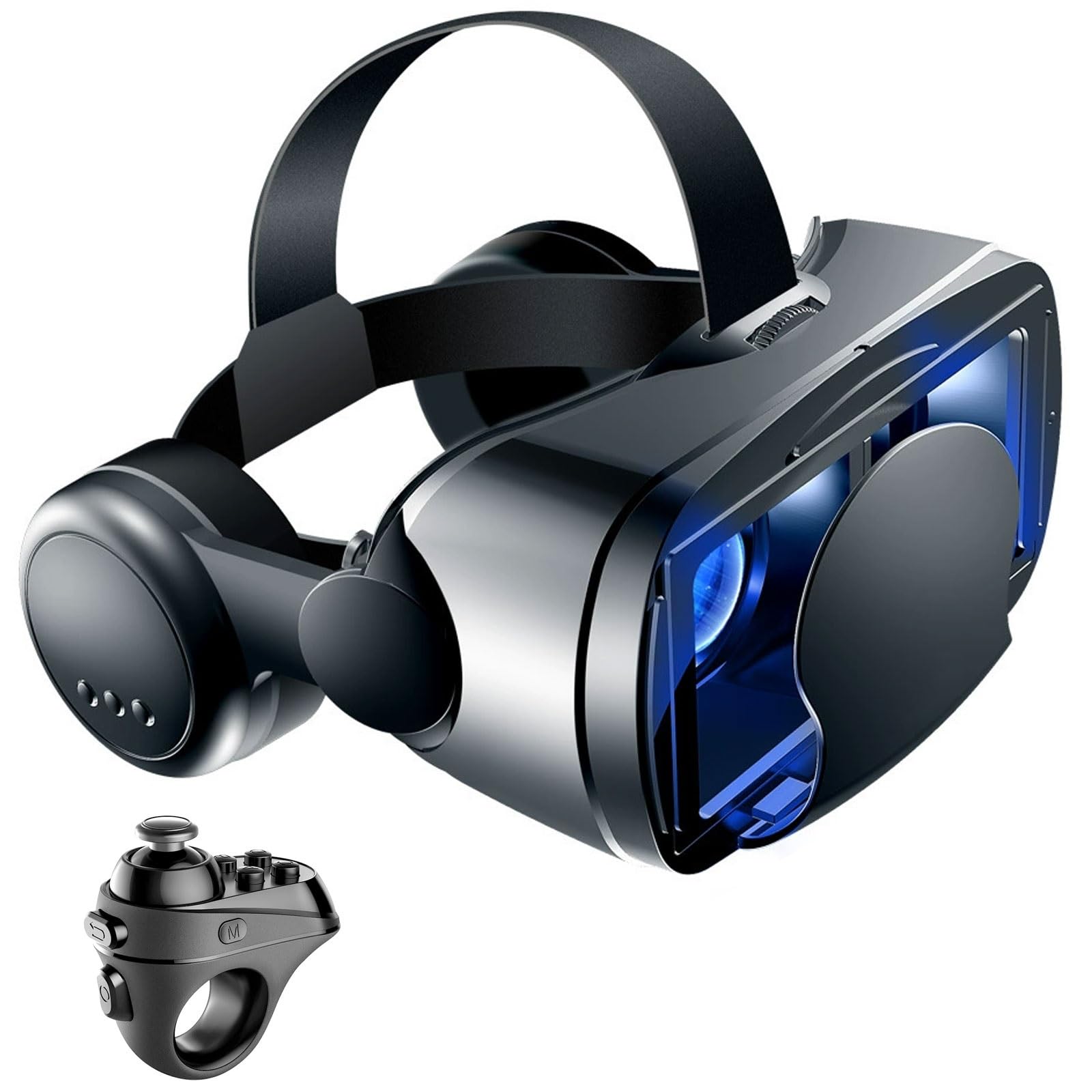 Gafas VR, Gafas de Virtual Reality 3D, VR Gafas con Controlador Bluetooth, Compatibles con Dispositivos Android y iPhone 4,7-7,2 Pulgadas, para niños y Adultos(A)