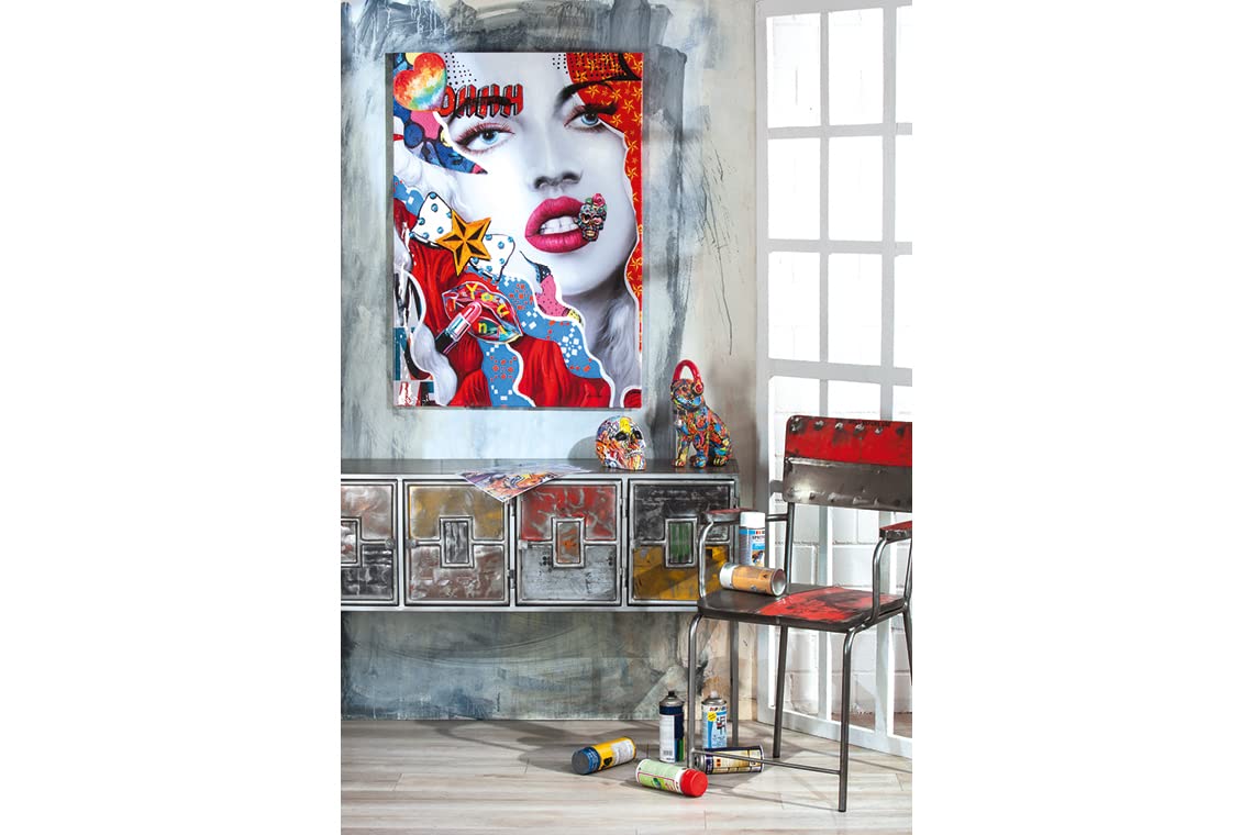 Casablanca Deko Tier Figur Gepard sitzend - aus Kunstharz im Street Art Design - Farbe: Mehrfarbig Graffiti Höhe 33,5 cm