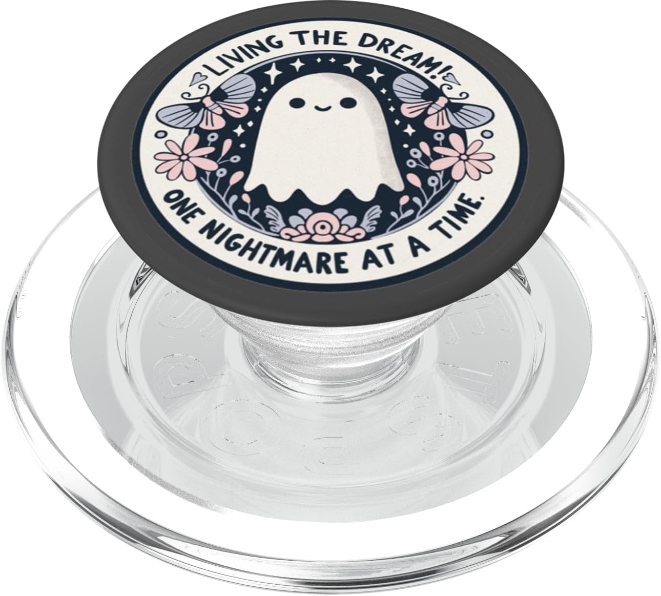 Spooky Ghost Dark Humor Living the Dream Bookish Reading PopSockets PopGrip for MagSafe