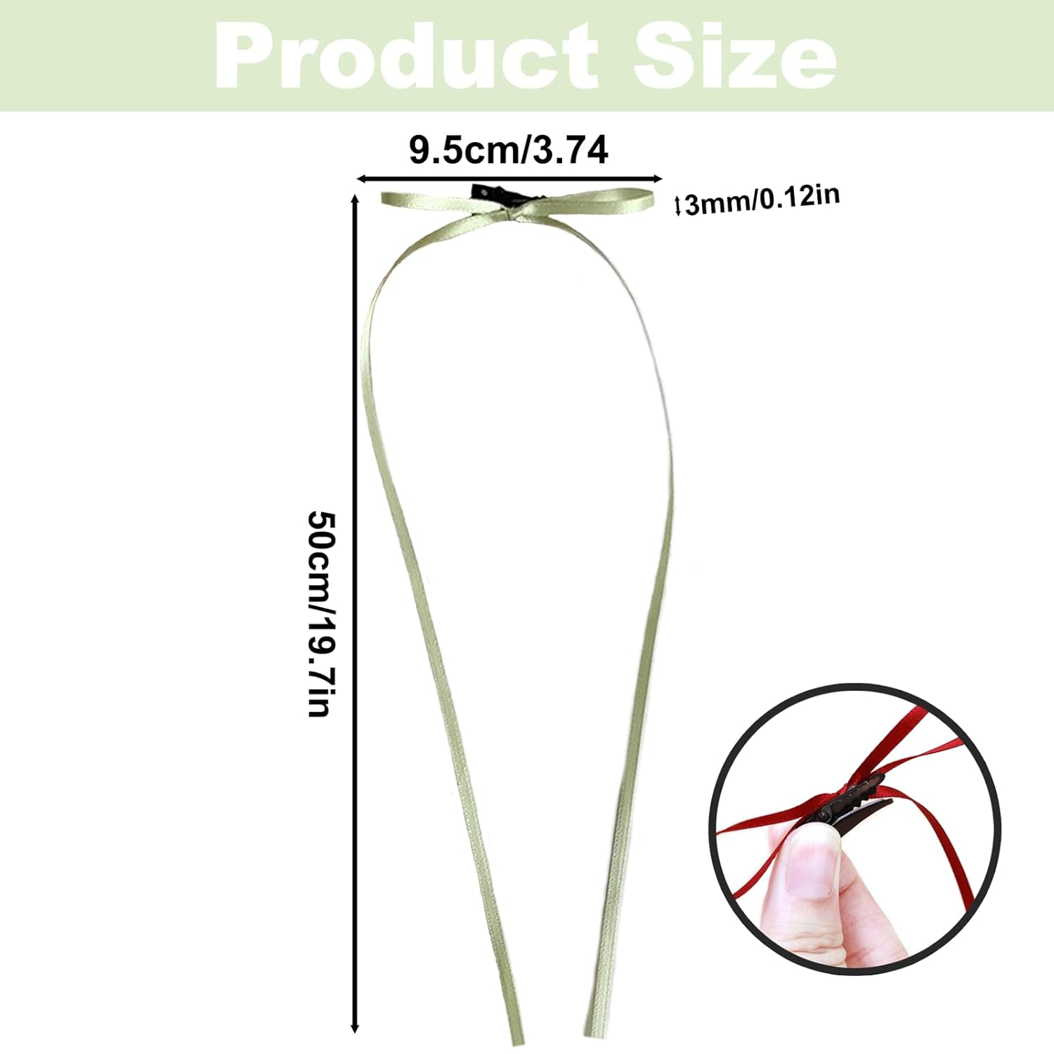 20PCS Extra-Long Tassels Ribbon Hair Bows, 3mm Mini Bows for Hair, Red Ribbon Bowknots Hair Barrettes for Women, Colorful Bows Braiding Hair Accessories for Women Hair Styling - Image 2