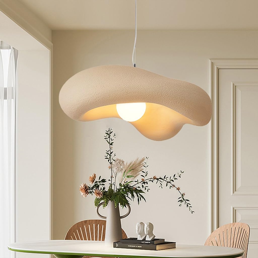 Lumière Suspension Moderne Wabi Sabi Lampe Suspension Créative Unique En Forme De Nuages E27 Lustre Réglable Pour Salle À Manger Cuisine Îlot Éclairage Bracken Brown(30cm)