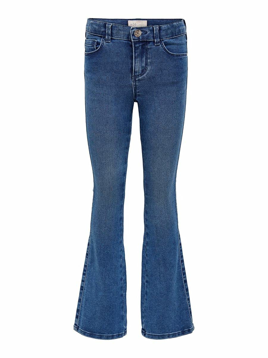 KIDS ONLY Girl's KONROYAL Life REG Flared PIM504 NOOS Jeans, Medium Blue Denim, 158