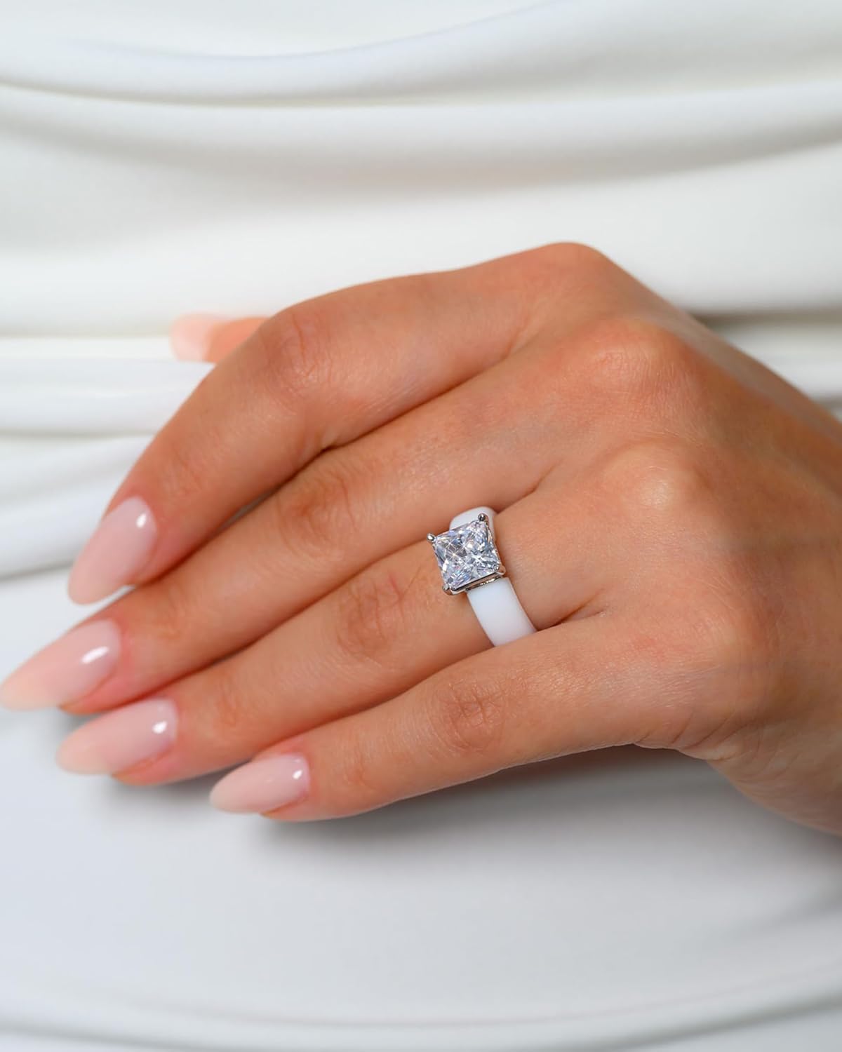 Rinfit Silicone Ring with Stone - Princess Cut Cubic Zirconia Solitaire Engagement Ring for Women - Rubber Wedding Bands - Patented Design - Image 4