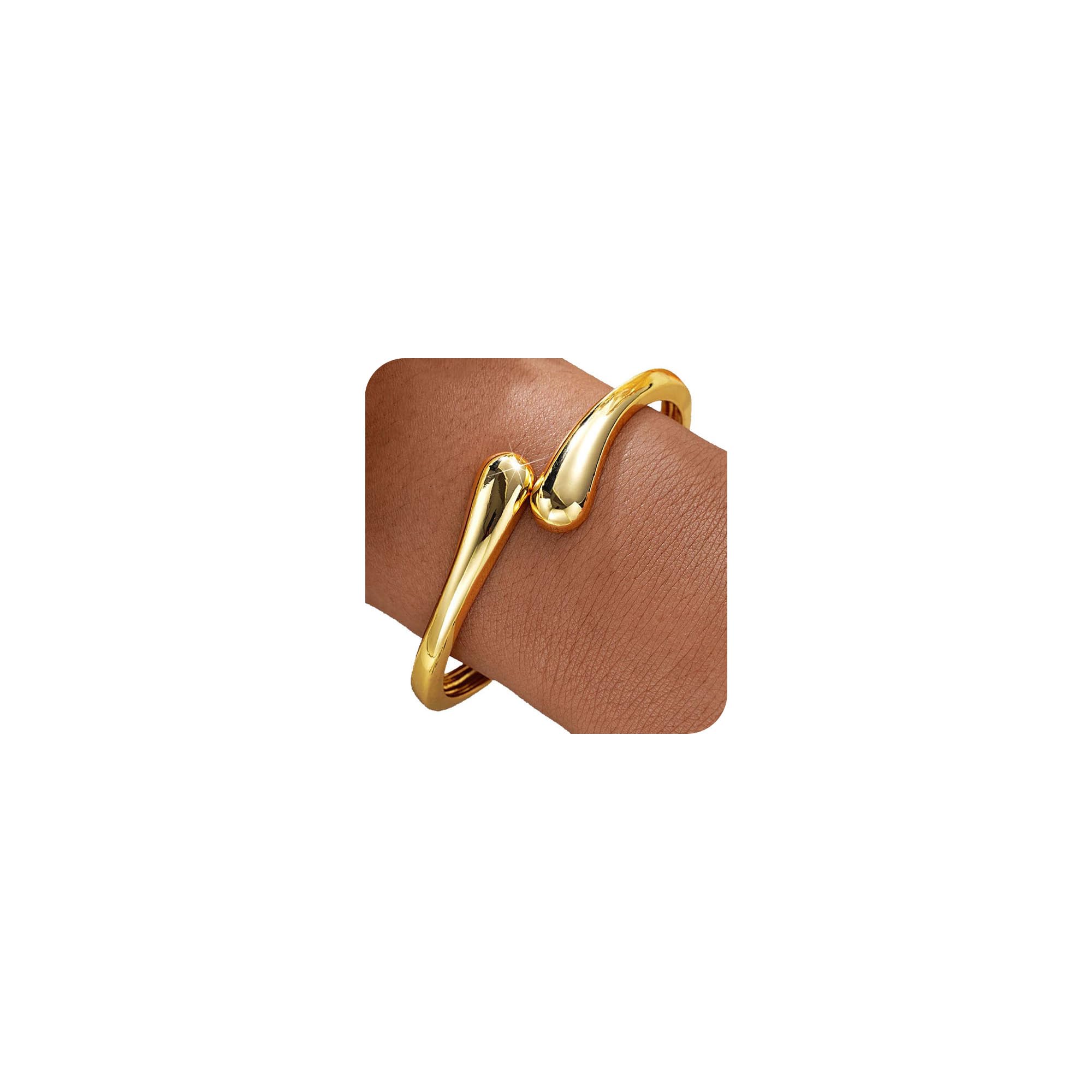 Gold Bangle Bracelets for Women Teens Trendy Chunky Adjustable Twist Cuff Bracelet Jewelry Gifts