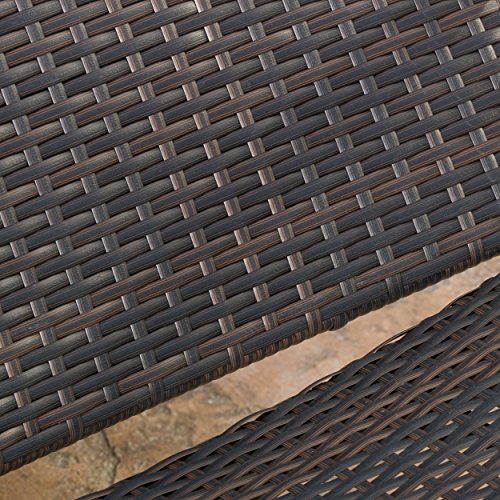 Gdfstudio (Set Of 2) Olivia Outdoor Brown Wicker Armed Chaise Lounge Chair #TOP2