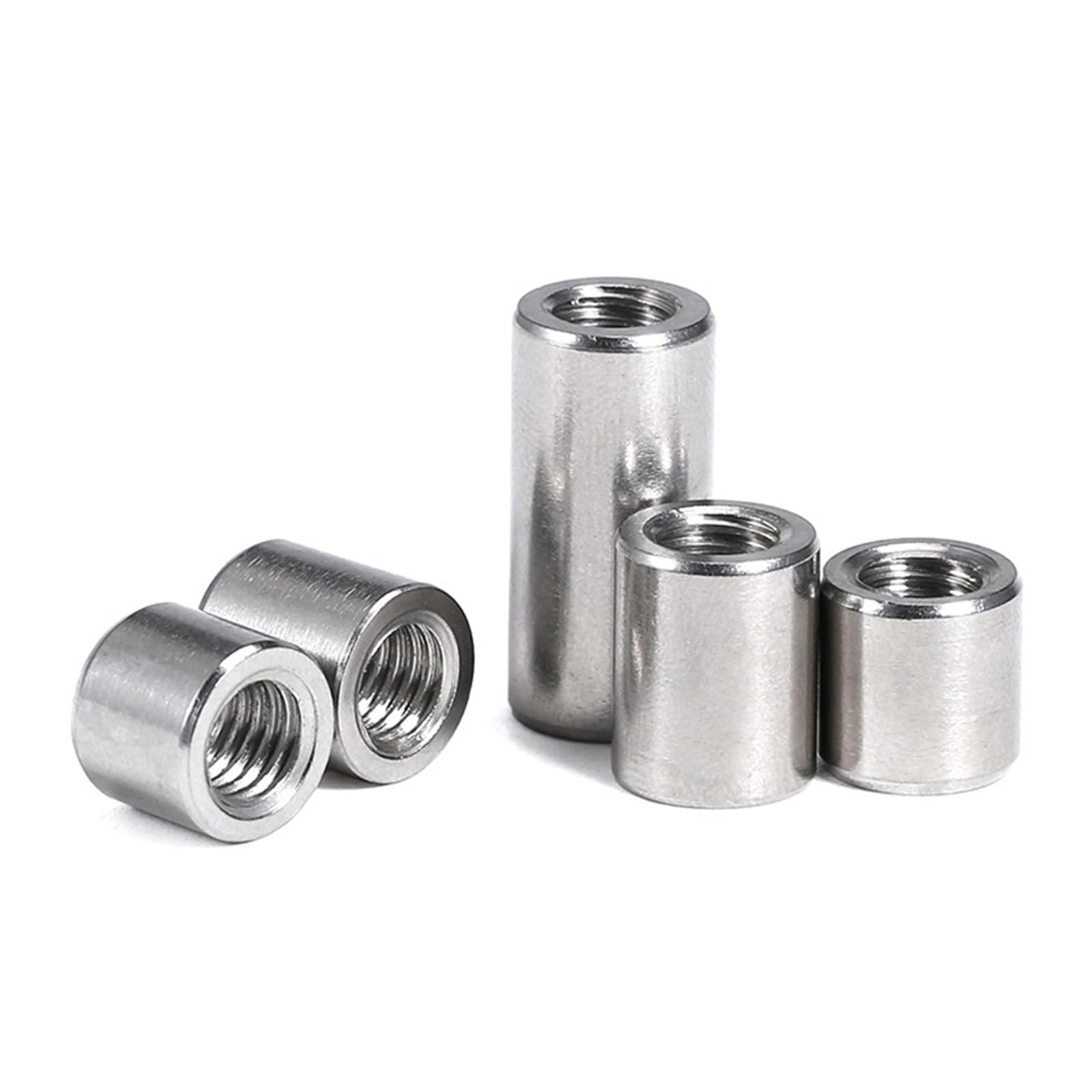 Dado esagonale, Dadi di accoppiamento rotondi in acciaio inossidabile 304 da M3 a M6, argento, misure multiple, confezione da 5/10/50 pezzi(10pcs,M6x10x15)